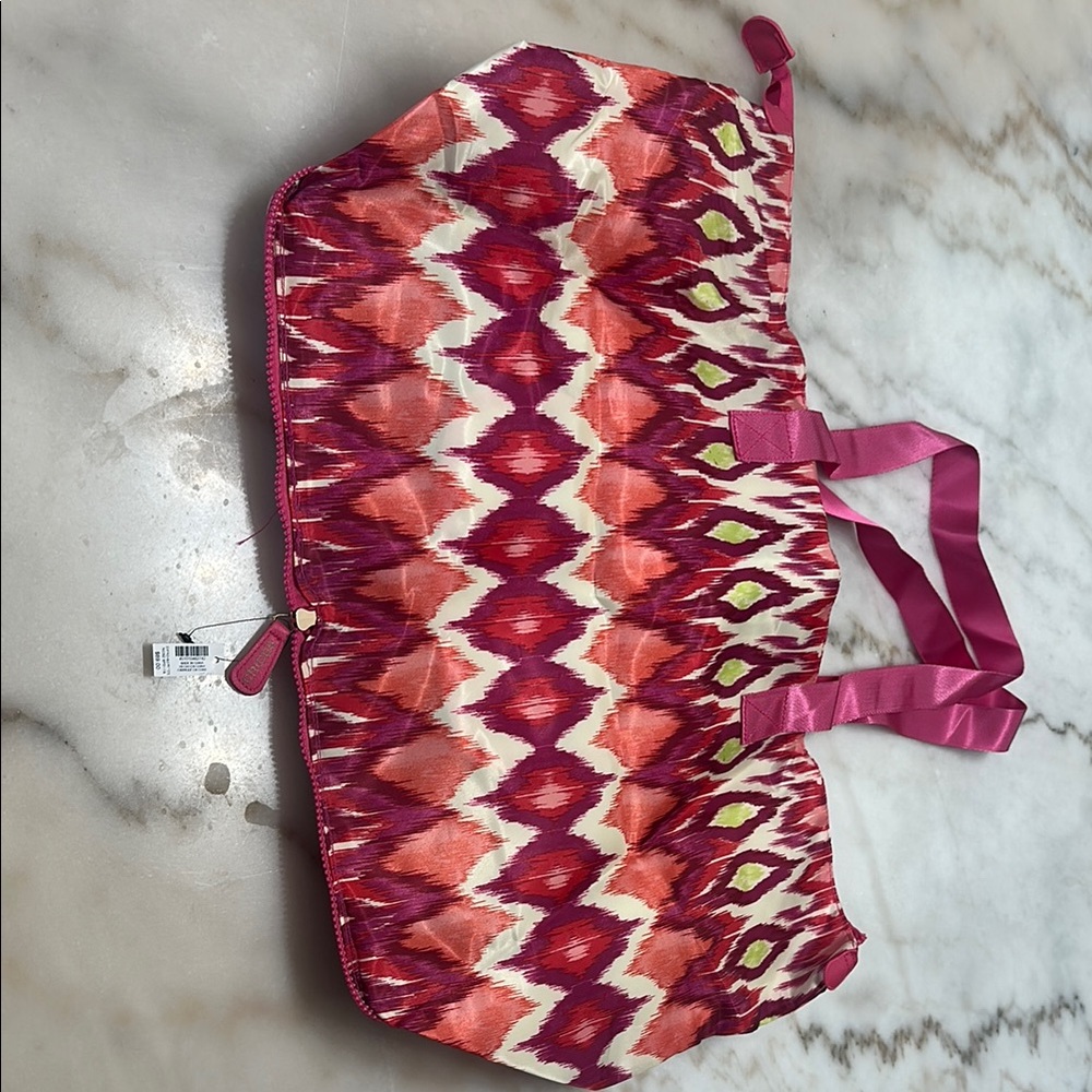 Chico's Pink and Red Tote Bag with Dynamic Design